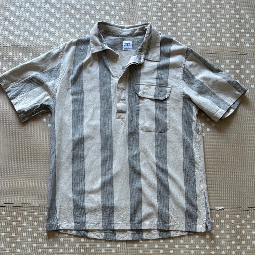 Zara Men's Striped Gray Shirt